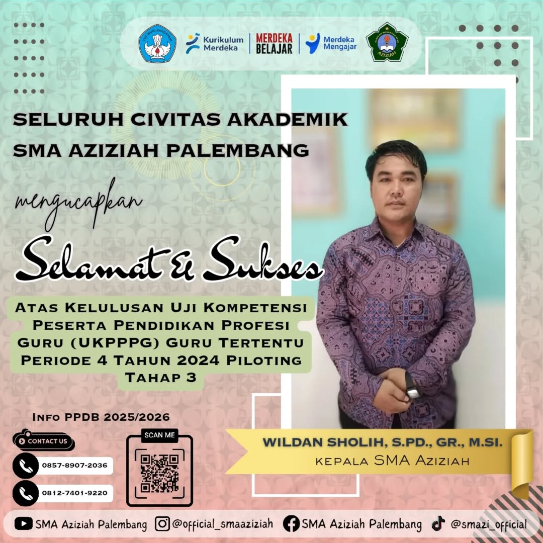 Selamat kepada Bapak Wildan Sholih, S.Pd., Gr., M.Si. telah menyelesaikan Pendidikan Profesi Guru (PPG)