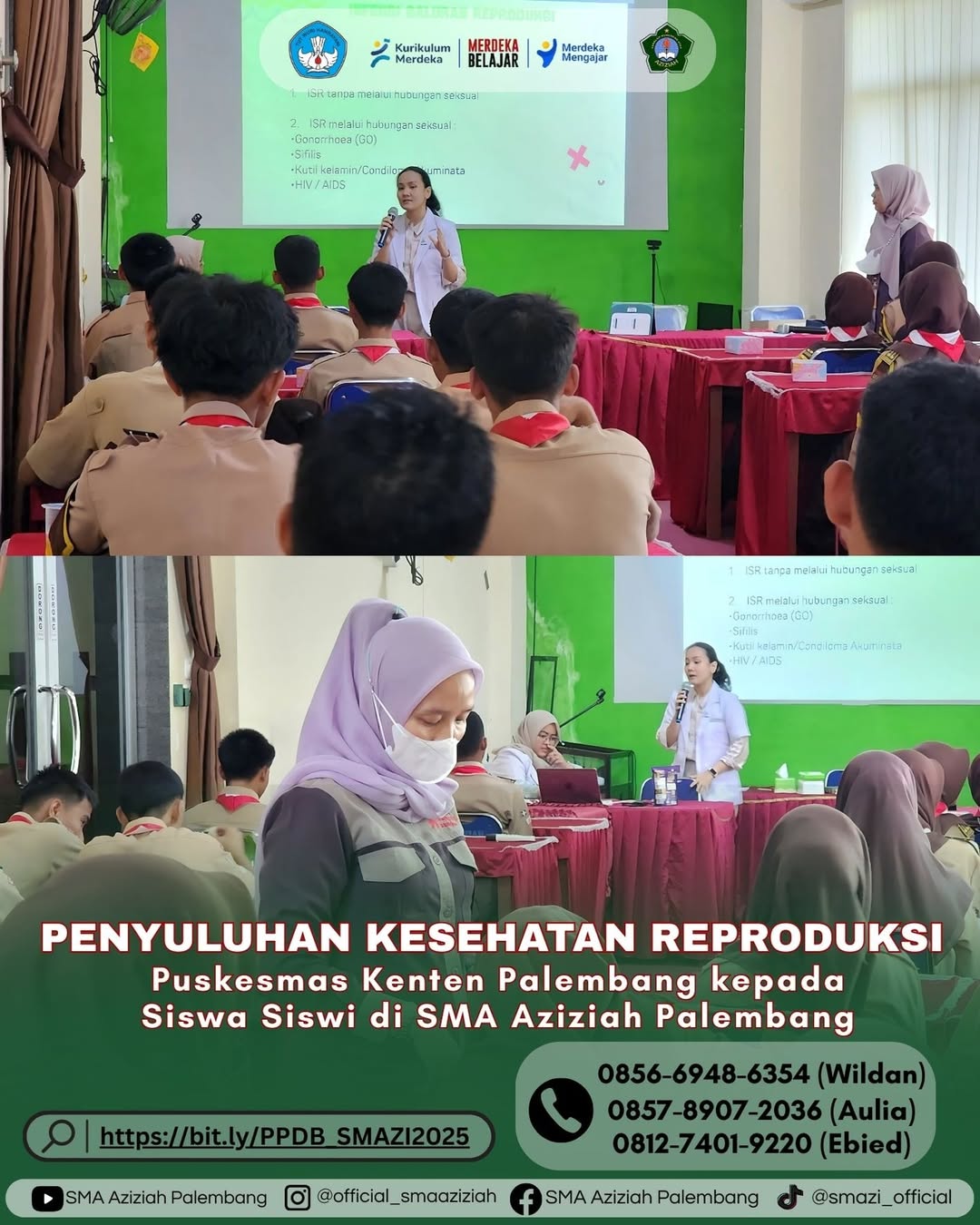 Puskesmas Kenten melaksanakan Penyuluhan Kesehatan Reproduksi kepada peserta didik SMA Aziziah Palembang
