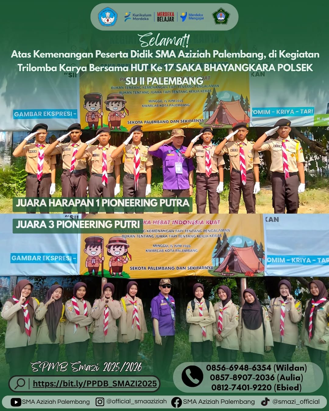 SMA Aziziah Palembang menang di Kegiatan Trilomba Karya Bersama HUT ke-17 Saka Bhayangkara Polsek SU II Kota Palembang!