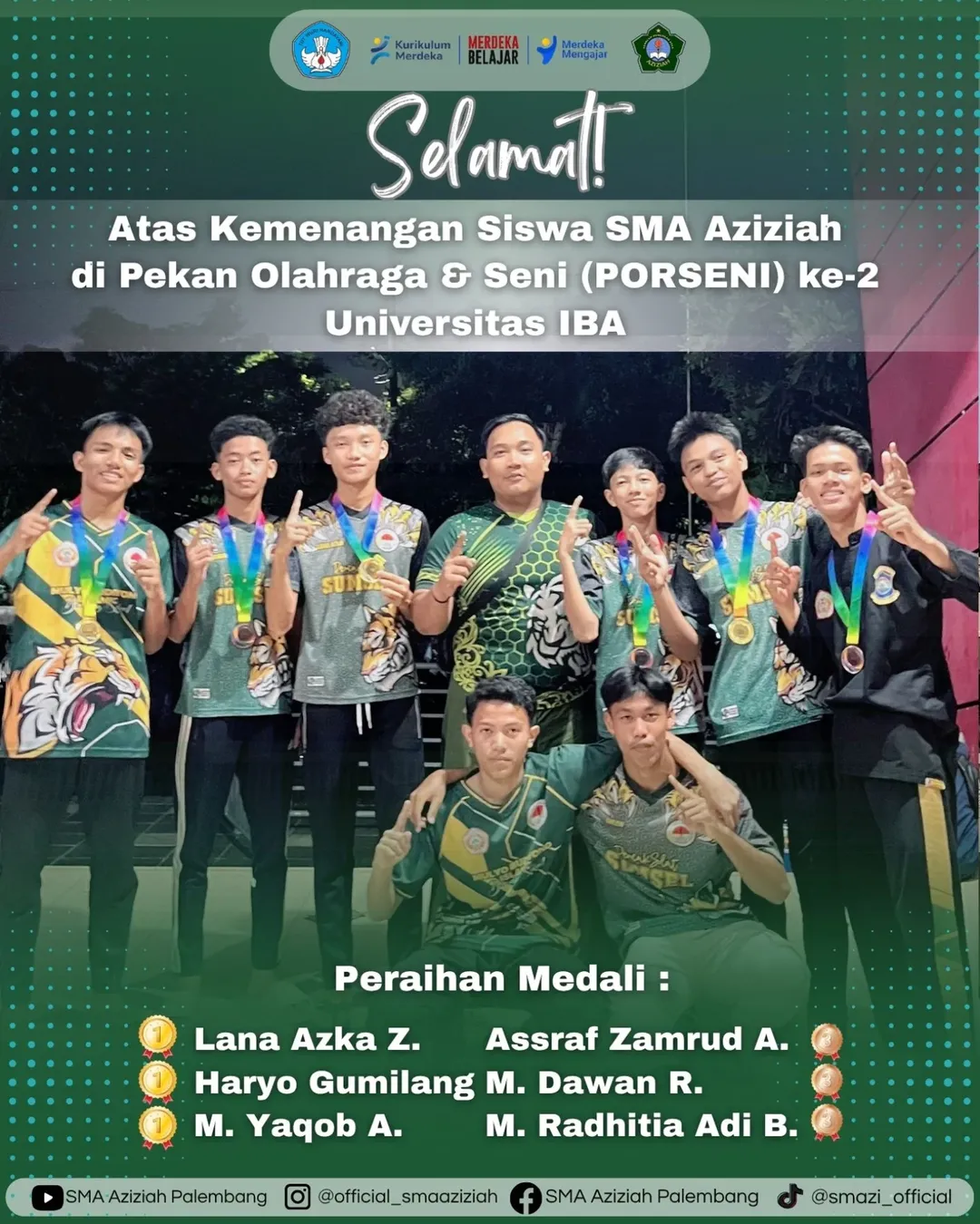 Prestasi Pesilat SMA Aziziah Palembang di Pekan Olahraga dan Seni (PORSENI) UIBA ke-II